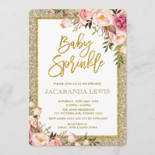 Invitation de Baby shower floral rose pâle de la P