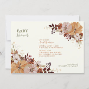Invitation de Baby shower Floral Rustique Automne