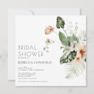 Invitation de Baby Shower Floral Végétal Rose Tend