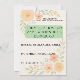 Invitation de baby shower florale