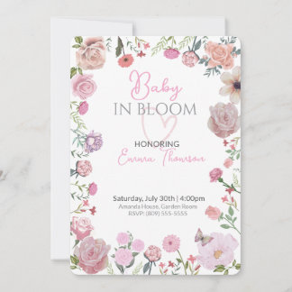 Invitation de baby shower florale – Aquarelle élég