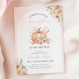 Invitation de Baby Shower Florale Citrouille à Rub