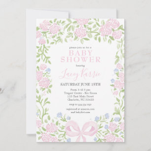 Invitation de baby shower florale rose,