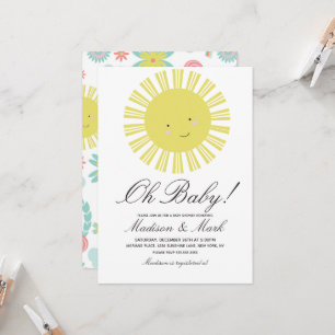 Invitation de baby shower florale soleil mignonne
