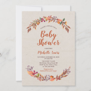 Invitation de Baby Shower Garçon Florale Burlap Au