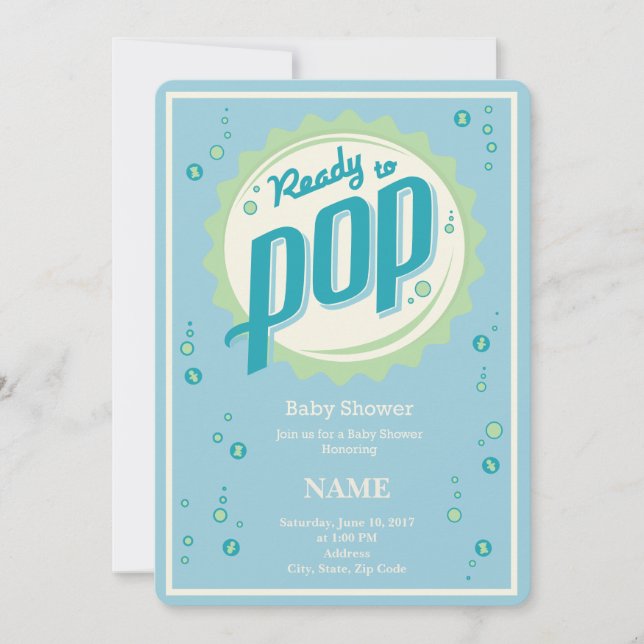 Invitation de baby shower (Garçon) - Prêt à la pop (Devant)