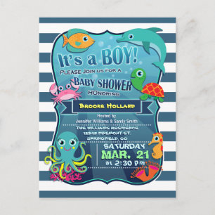 Invitation de Baby shower Garçon Sea Life coloré