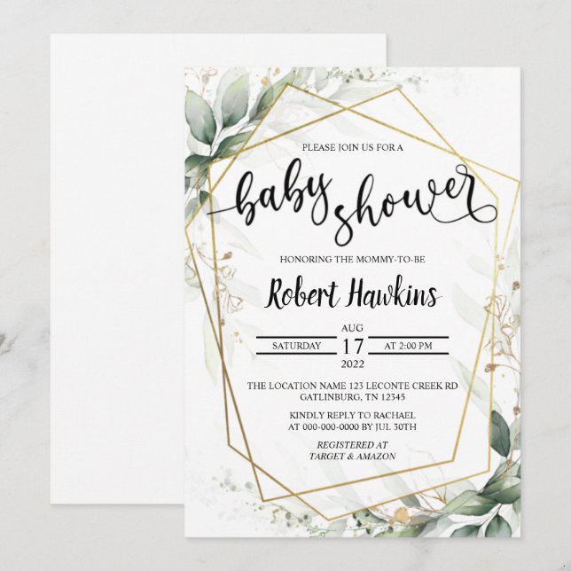 Invitation de Baby shower géométrique (Devant / Derrière)