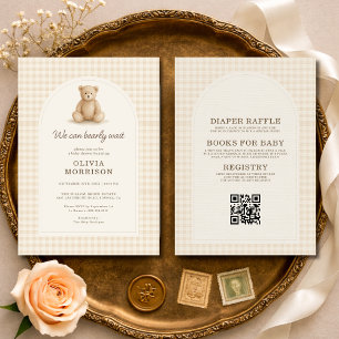 Invitation de Baby Shower «Gingham Bearly Wait» To