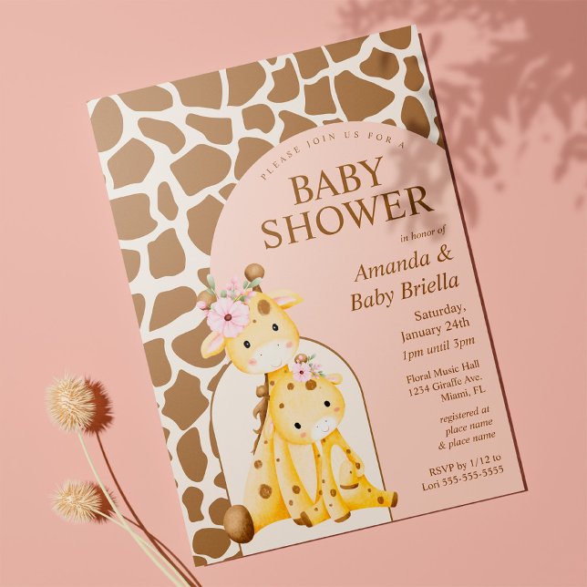 Invitation de Baby shower Girl Giraffe (Créateur téléchargé)