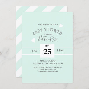 Invitation de Baby shower Gris-Mint