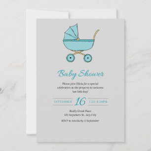 Invitation de Baby shower gris moderne avec pousse