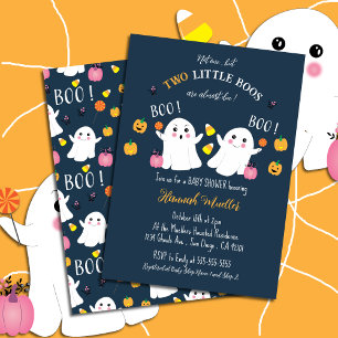 Invitation de Baby Shower Halloween Jumeaux Fantôm