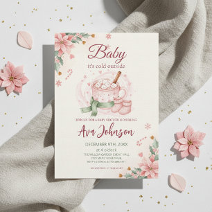 Invitation de Baby Shower Hiver Chocolat Chaud Béb