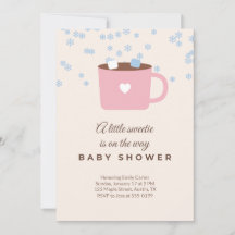 Invitation de Baby Shower Hiver Chocolat Chaud Ros