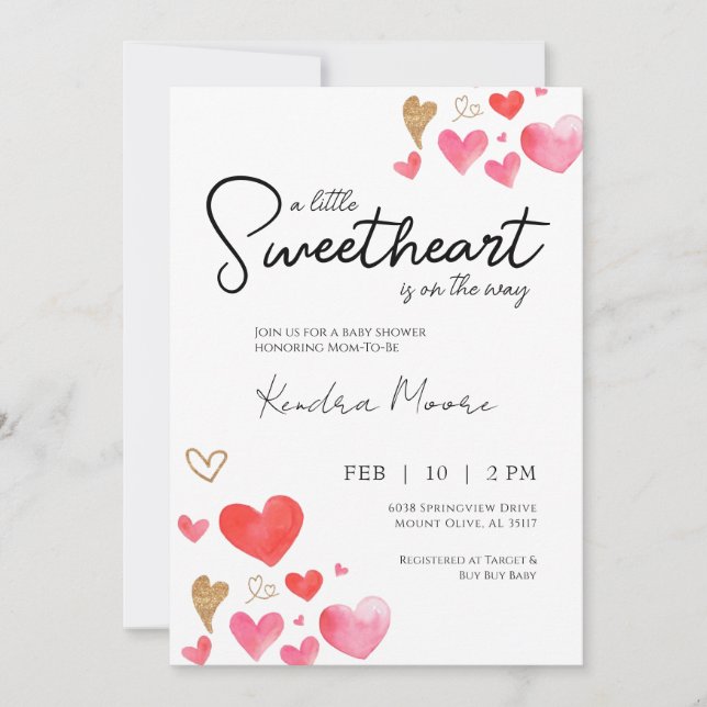 Invitation de Baby shower Little Sweetheart (Devant)