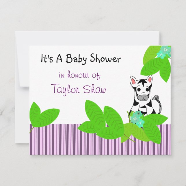 Invitation de Baby shower Little Zebra (Devant)
