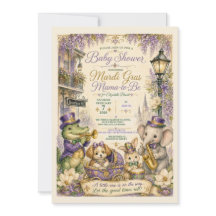 Invitation de Baby Shower Mardi Gras | Ba à la Nou