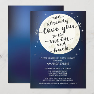 Invitation de Baby shower mignon Love Moon & Back
