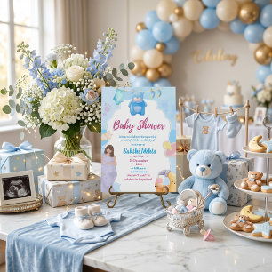 Invitation de baby shower mignonne bleue