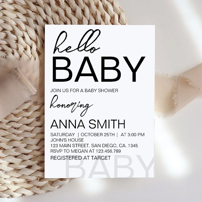 Invitation de Baby shower minimaliste moderne (Créateur téléchargé)