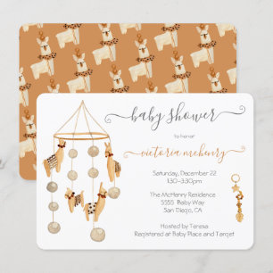 Invitation de Baby shower mobile Boho Scandi Llama