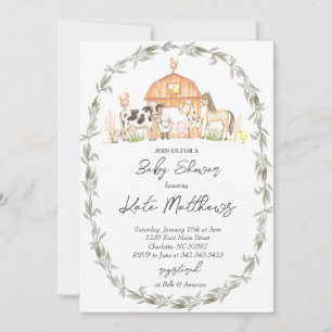 Invitation de Baby Shower Moderne à la Ferme