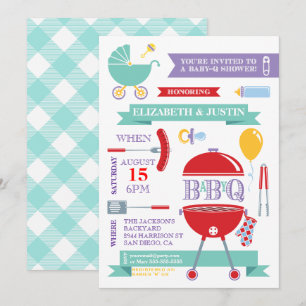 Invitation de Baby Shower Moderne BBQ Bébé Neutre