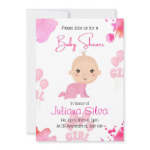 Invitation de baby shower modifiable rose pour béb