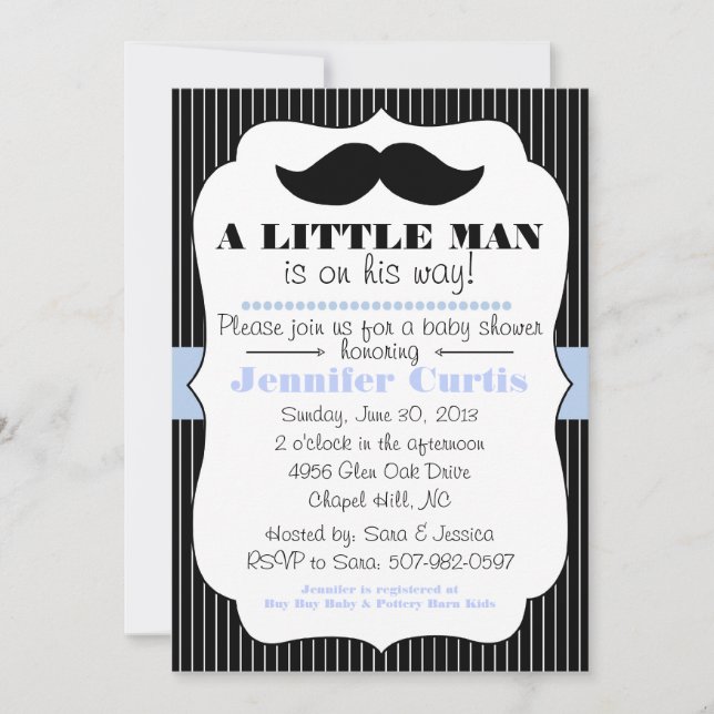 Invitation de Baby shower Mustache Little Man (Devant)