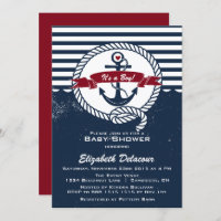 Invitation de Baby shower nautique de la Marine et