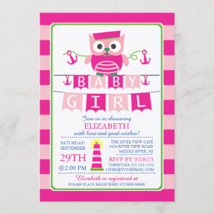 Invitation de Baby shower Nautique de Sailor Owl