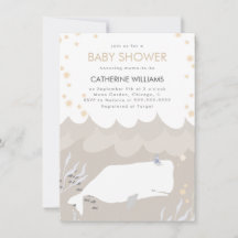 Invitation de Baby shower Neutral Cute White