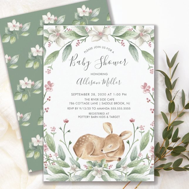 Invitation de Baby shower neutre de cerf doux (Créateur téléchargé)