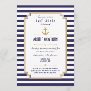Invitation de Baby shower neutre de style nautique