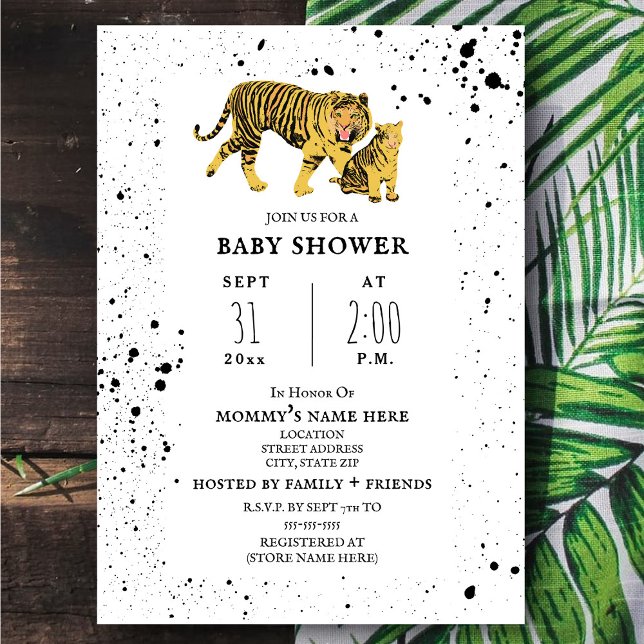 Invitation de Baby shower neutre Mama Tiger (Créateur téléchargé)