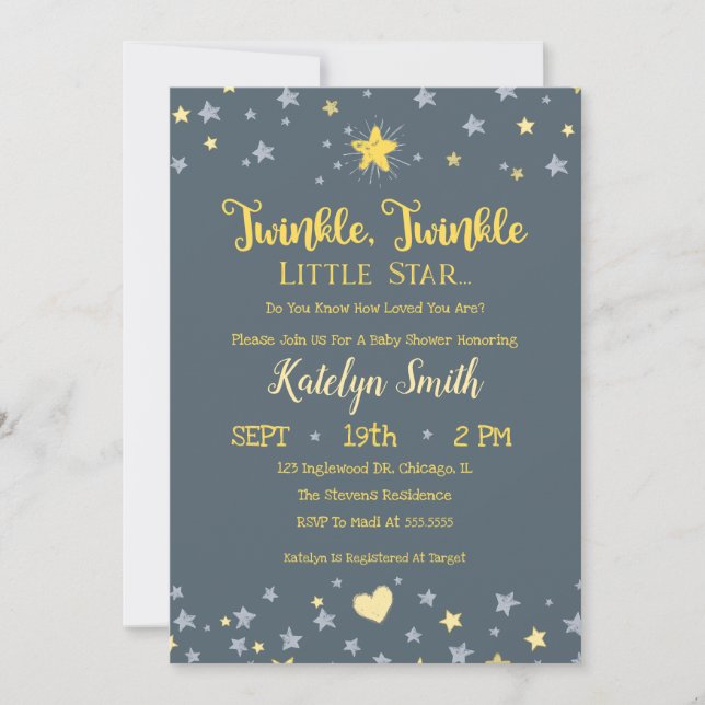 Invitation de Baby shower neutre pour le genre Lit (Devant)