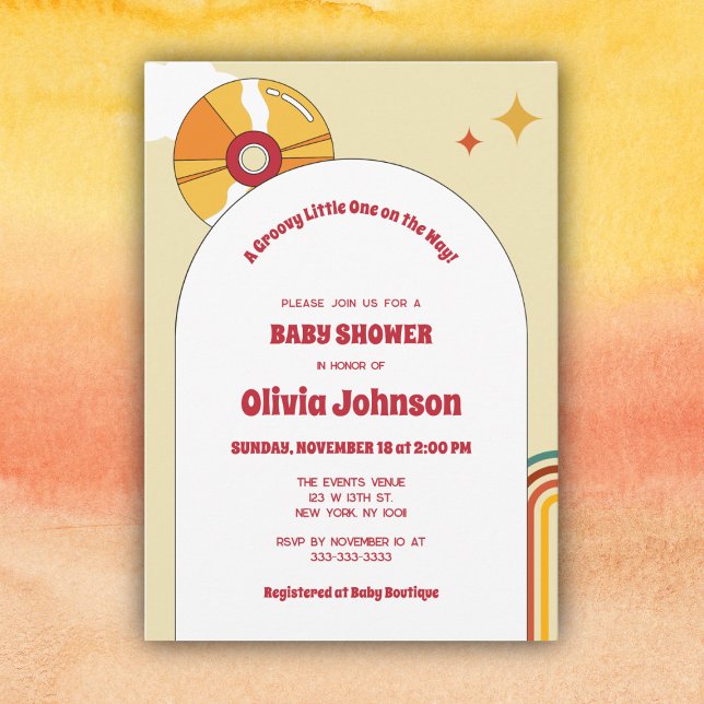 Invitation de Baby shower neutre pour le Vinyl rét (Créateur téléchargé)