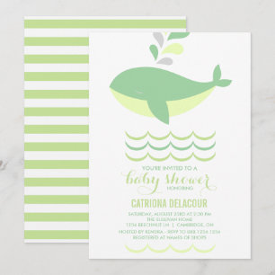Invitation de Baby shower neutre pour les baleines