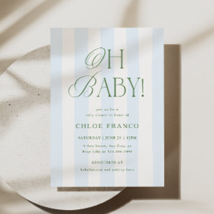 Invitation de Baby Shower Oh Bébé Classique Rayure