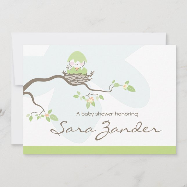 Invitation de Baby shower - Oiseau de bébé neutre (Devant)