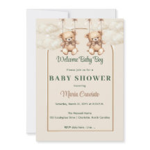 Invitation de Baby Shower Ours en Peluche Vintage