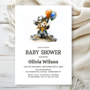 Invitation de baby shower Ourson de campagne migno