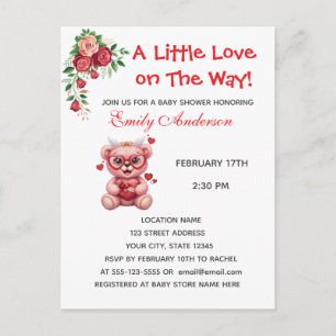 Invitation de Baby Shower Ourson Rose Lunettes de 