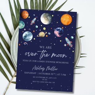 Invitation de Baby Shower Over The Moon, Thème Esp