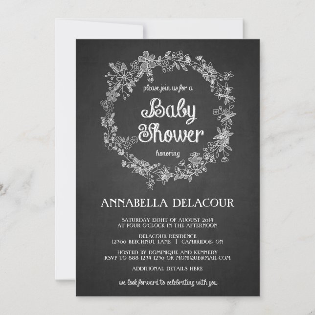 Invitation de Baby shower - Panneaux de couronnes  (Devant)