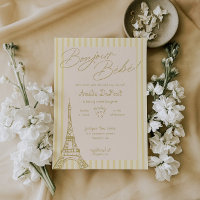 Invitation de Baby shower parisien jaune