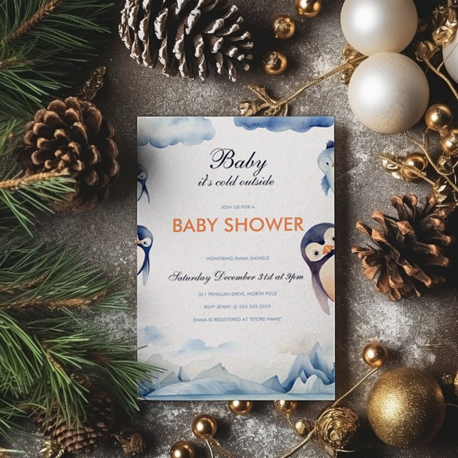 Invitation de Baby shower Penguin Winter Wonderlan (Créateur téléchargé)