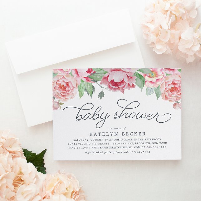 Invitation de Baby shower Peony antique (Créateur téléchargé)