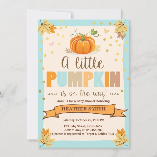 Invitation de baby shower peu d'automne de garçon (Devant)